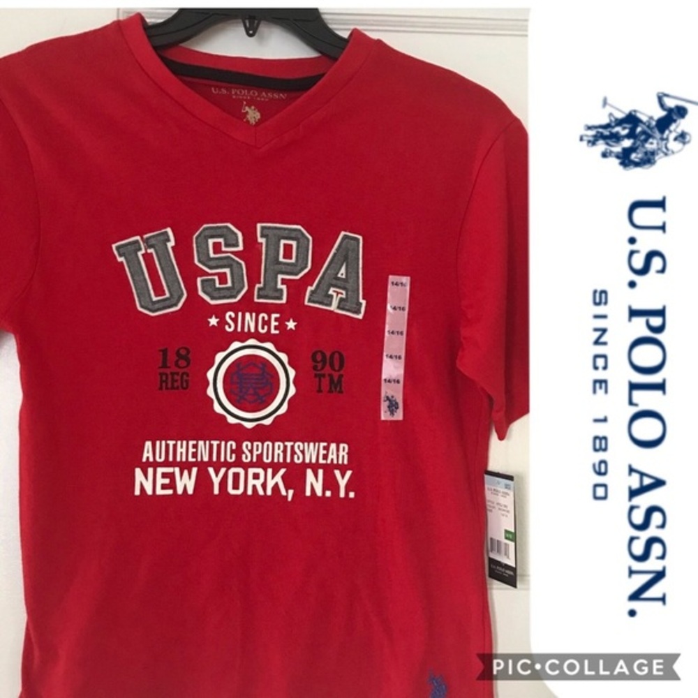 NWT U.S.POLO ASSN. Boys'‎ V-neck T-shirt
 💯%cotton